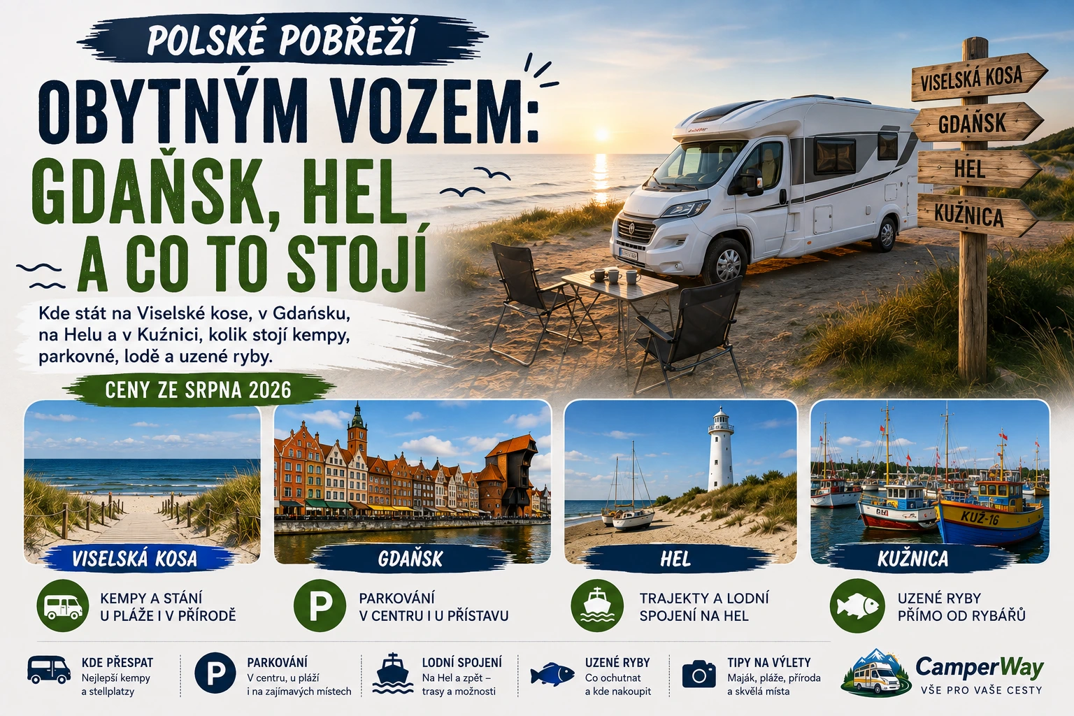 Polské pobřeží obytným vozem: Gdaňsk, Hel a co to stojí